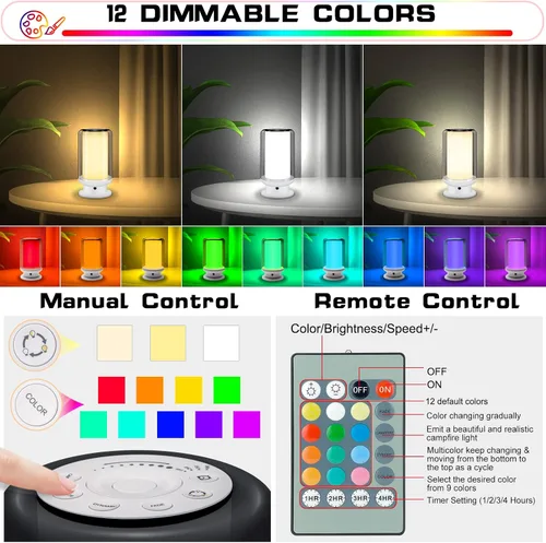 Miniatura 3 de Lámparas de mesa LED que cambian de color, lámpara de noche regulable con control remoto, lámpara de escritorio para dormitorio, para sala de estar