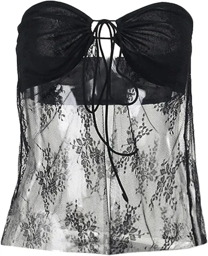 Miniatura 4 de Camiseta sexy sin tirantes para mujer, estilo casual, con diseño de tubo torcido, fruncido, para salir, Y2K, sin espalda