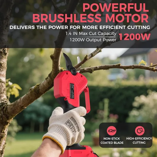 Miniatura 2 de Tijeras de podar eléctricas para batería Milwaukee M18, podadora inalámbrica sin escobillas con capacidad de corte de 1.4 pulgadas para podar