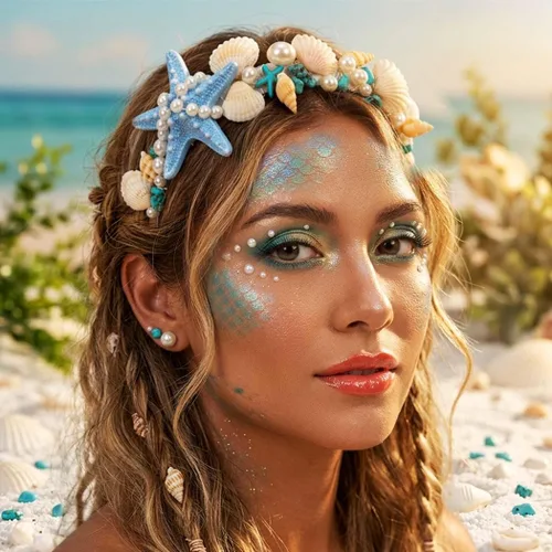 Miniatura 3 de Unicra Diadema de estrella de mar, accesorios para el cabello, diadema de concha de mar para mujer