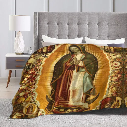 Miniatura 6 de Manta de forro polar matrimonial con diseño de Virgen María y Virgen de Guadalupe y religiosa mexicana católica, manta de franela para dormitorio