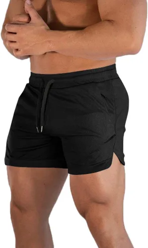 FLYFIREFLY Pantalones cortos de entrenamiento de gimnasio para hombre, ligeros, atléticos, pantalones cortos para entrenamiento de culturismo