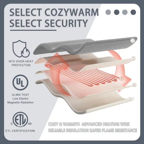 Miniatura 5 de Manta Eléctrica Throw - Franela Suave a Cuadros con 6 Niveles de Calentamiento, Apagado Automático de 4 Horas, Calentamiento Rápido, Certificado ETL