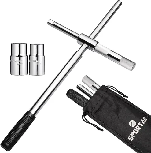 Miniatura 9 de Spurtar Llave de rueda telescópica extensible con abrazadera de rueda, llave de tuerca de rueda, herramientas de reparación de neumáticos, removedor