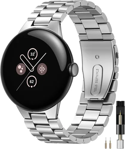 Miniatura 10 de Miimall Metal Band Compatible for Google Pixel Watch 4(2025)/3 45mm 41mm Band, No Gap, Men Business Stainless Steel Adjustable Wristband Replacement