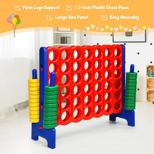 Miniatura 5 de ARLIME Juego gigante de conexión 4 en fila, juego de juguetes jumbo de 4 en puntuación de 47 pulgadas con palanca de liberación rápida, anillo