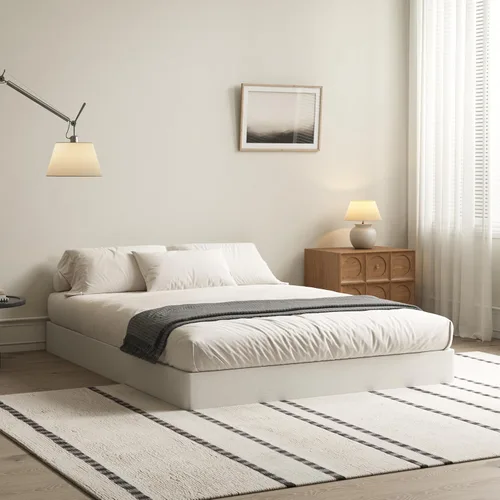 Miniatura 3 de Somier de 7 pulgadas para bases de cama matrimoniales, base de colchón de metal resistente con cubierta de tela, solo somier completo de perfil