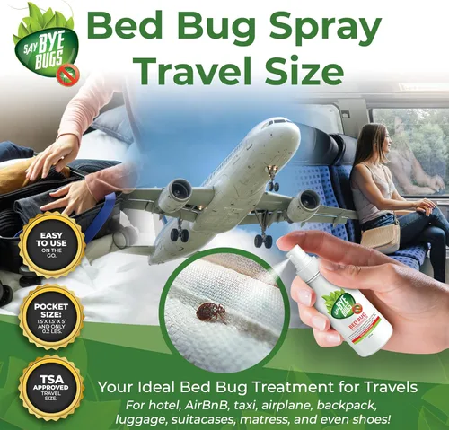 Miniatura 2 de Say Bye Bugs Aerosol para chinches de cama tamaño de viaje, no tóxico y mata al contacto. Spray antimanchas y olor. Nueva fórmula para deshacerse
