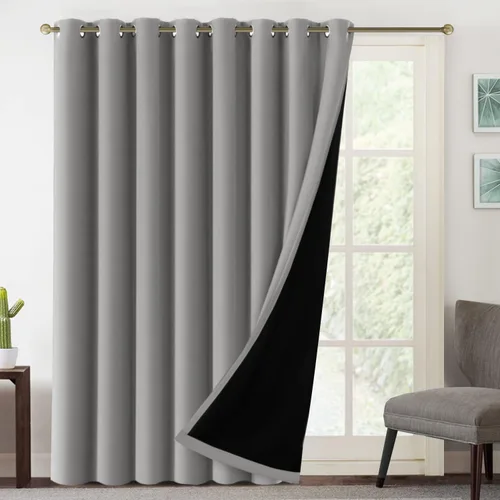 Miniatura 16 de MeilleMaison Paneles de cortina 100 % opacas para ventana de dormitorio, bloqueo de luz completa, de 84 pulgadas de largo, con aislamiento térmico