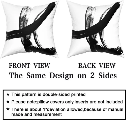Miniatura 4 de Juego de 2 fundas de almohada decorativas en blanco y negro, fundas de almohada abstractas modernas de 16 x 16 pulgadas, fundas de cojín