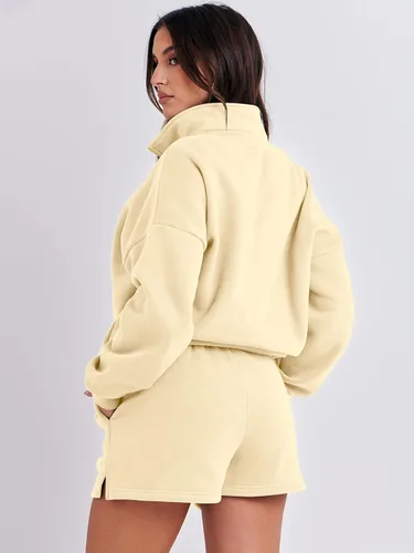 Miniatura 5 de Prinbara Conjunto deportivo de 2 piezas para mujer, sudadera de cuello con media cremallera, ropa de descanso, ropa Y2K