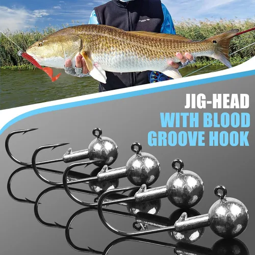 Miniatura 6 de Ganchos redondos de plomo sin pintar, 25 piezas de anzuelos para pesca de agua salada y agua dulce con caja de pesca para trucha lubina, varios