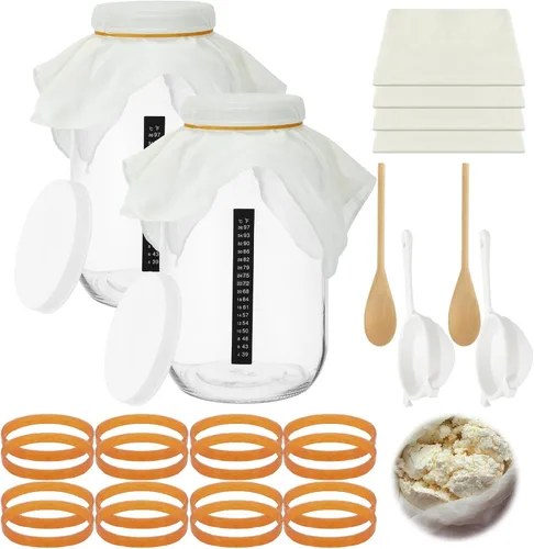 Miniatura 9 de Honeydak Kit completo de iniciación de kéfir de 8 piezas, kit de fermentador de kombucha, galón de 128 onzas, boca ancha con tapa de almacenamiento