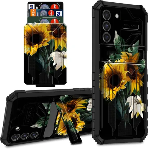 Miniatura 35 de Funda tipo cartera para Samsung Galaxy S22 Ultra con soporte para tarjeta de crédito y soporte de doble capa de policarbonato duro de PC suave TPU a