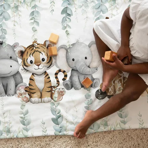 Miniatura 3 de HawSkgFub Safari Jungle - Manta para bebé, diseño de hojas de eucalipto africano, regalo para baby shower, elefante, jirafa, león, franela, forro