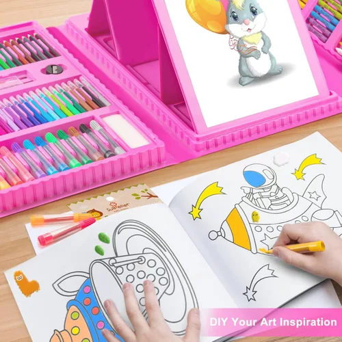 Miniatura 6 de Suministros de arte, paquete de 272 juegos de arte para niñas, niños, adolescentes, artistas, caja de arte de regalo de lujo con caballete triple