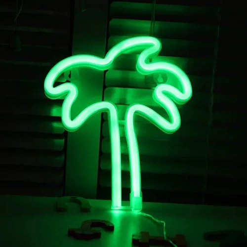 Letreros de neón de palmera de coco, carga USB/batería, luces decorativas de neón, decoración de pared, luz de neón para habitación de niños, bar,