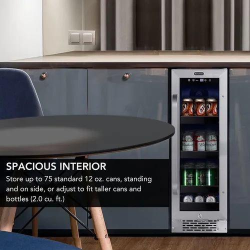 Miniatura 3 de Whynter BBR-638SB Refrigerador y enfriador de bebidas integrado debajo del mostrador de 12 pulgadas, refrigerador con puerta de vidrio, 2.0 pies