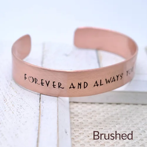 Miniatura 8 de Personalized Rustic Copper Cuff Bracelet, Custom Message, Unisex Christmas Present for Him Her