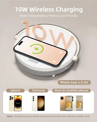 Miniatura 5 de Regalos de cumpleaños Ezvalo para mujeres, lámpara de mesa con música y cargador inalámbrico, lámpara de mesita táctil 4 en 1, altavoz Bluetooth