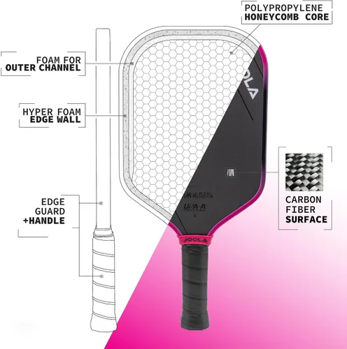 Miniatura 3 de JOOLA Tyson McGuffin 3S 14mm Pala de Pickleball - Forma Alargada con Mango Más Corto. Tecnología de Superficie de Carbono Cargado para Potencia