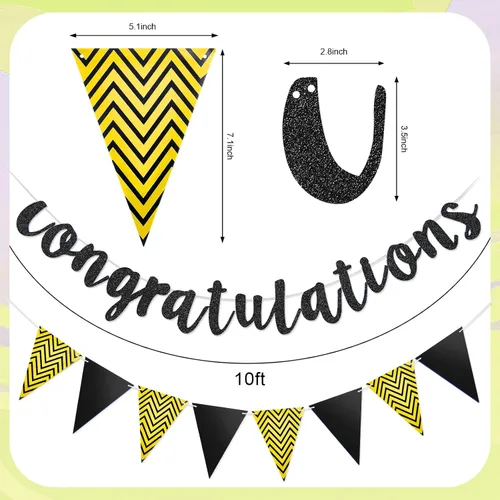 Miniatura 3 de Boao Cartel de felicitación preencordado con purpurina de 10 pies para graduación, boda, jubilación, baby shower, cumpleaños, decoración de fiesta