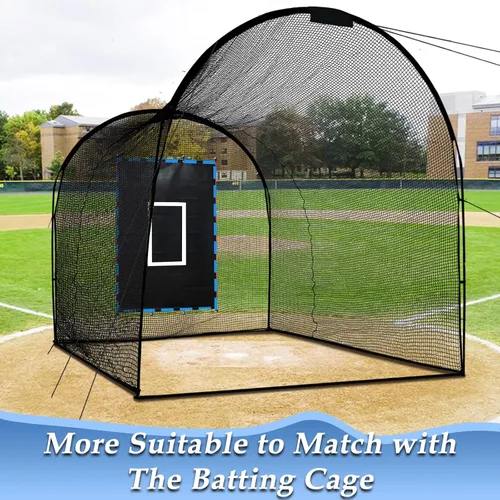 Miniatura 3 de Jaula de bateo de béisbol con objetivo de zona de ataque, red de PVC resistente de 4 x 6/6 x 8 pies para práctica de lanzamiento, entrenamiento