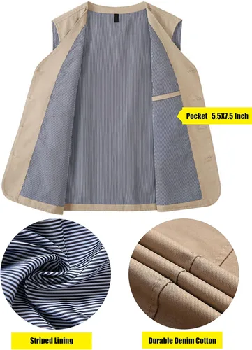 Miniatura 3 de HangNiFang - Chaleco casual con cuello en V para hombre