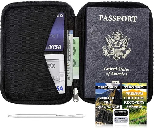 Miniatura 2 de Zero Grid Cartera de pasaporte portadocumento de viaje con bloqueo RFID