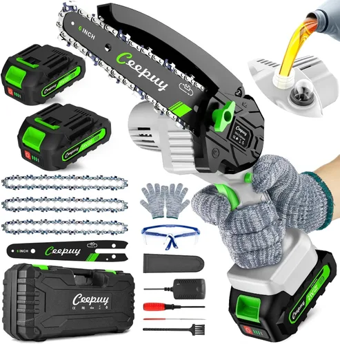 Miniatura 12 de CEEPUY Mini Motosierra Inalámbrica, [2025 Mejorada] Sierra Eléctrica Regalos para Hombres Papá Esposo Jardinero, Gadgets Geniales para Hombres 2025