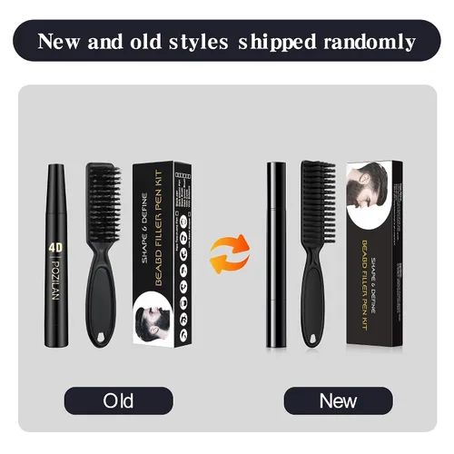 Miniatura 3 de Kit de aseo de barba negra resistente al agua de larga duración para hombre, bolígrafo de punta de micro-tenedor, cepillo de cerdas para bigote
