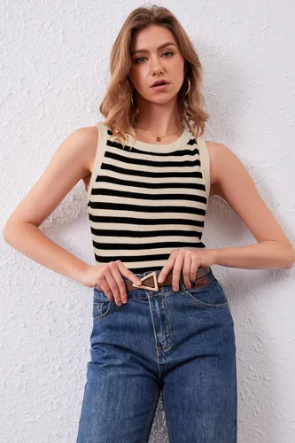 Miniatura 3 de Arach&Cloz Suéteres de mezcla de lana para mujer, no se transparentan, sin mangas, para todas las estaciones, para negocios, informal, 2025