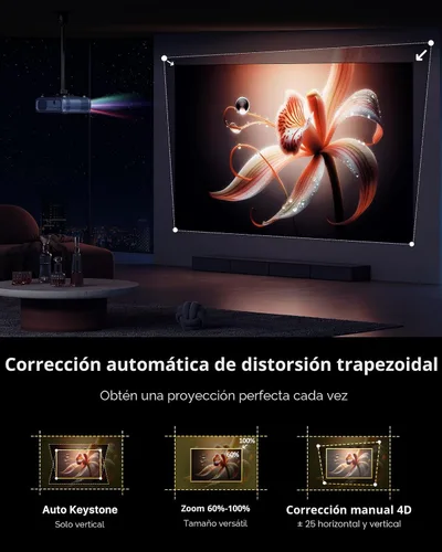 Miniatura 6 de NexiGo Proyector para exteriores PJ40, compatible con Netflix/YouTube/Prime Video, 800 lúmenes ANSI, mejora de imagen AI, proyector de video nativo