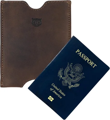 Miniatura 4 de Hide & Drink, Funda de bolsillo para pasaporte de viaje hecha a mano de cuero de grano completo, Bourbon Marrón, Classic