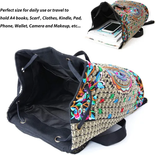 Miniatura 5 de Goodhan - Mochila de viaje para mujer, diseño clásico de bordado étnico