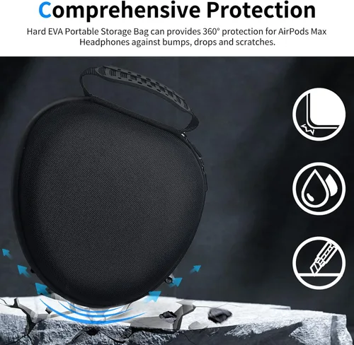 Miniatura 7 de Funda rígida para AirPods Max con modo de sueño, funda de transporte para auriculares con almohadillas de silicona para AirPods