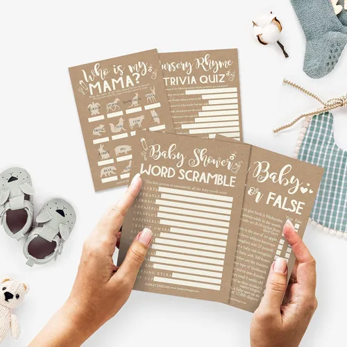 Miniatura 2 de Hadley Designs 25 palabras rústicas para baby shower, 25 juegos verdaderos o falsos, 25 juegos de animales para bebés, 25 juegos de rimas