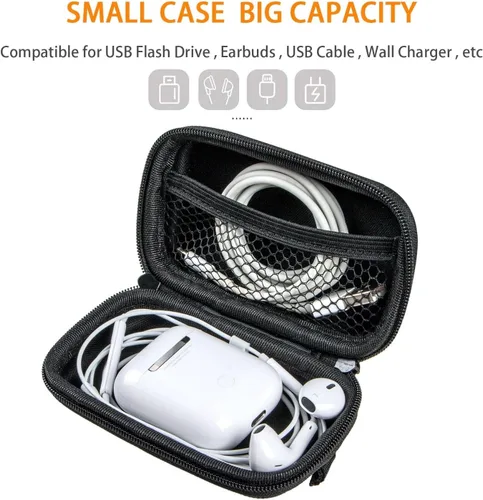 Miniatura 2 de Funda Rectangular Pequeña Rígida de EVA - Funda Portátil de Protección para Auriculares con Cremallera para Auriculares, Audífonos, Unidad Flash