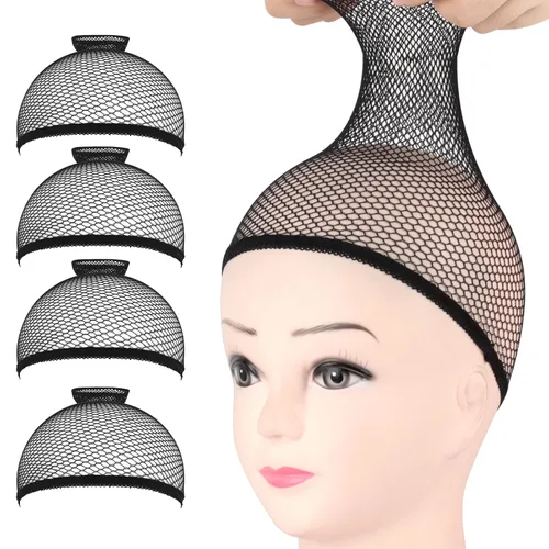 Miniatura 8 de Fandamei Gorras de peluca HD superfinas, 4 unidades, color negro ultrafino, gorra de peluca de nailon para mujer, elástica, natural transparente HD