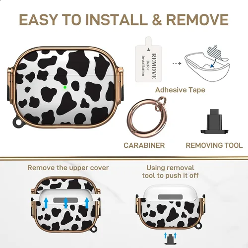 Miniatura 4 de Maxjoy Funda para AirPods Pro de 2ª/1ª generación con cerradura, bonita funda protectora rígida para AirPods Pro 2, funda protectora para AirPod Pro