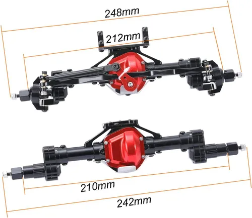 Miniatura 2 de RZXYL 1/10 Ejes Portal completos de aleación de aluminio para Axial SCX10 D90 RC Crawler Car Upgrades (negro)