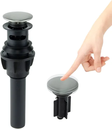 Grandiance Desagüe para lavabo de baño con interruptor de encendido/apagado y colador de drenaje rápido integrado, tapón de drenaje desplegable para