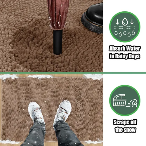 Miniatura 3 de IM HOME Felpudo absorbente de chenilla para exterior de 60" x 36", tapetes para puertas lavables y antideslizantes para perros, tapete de puerta
