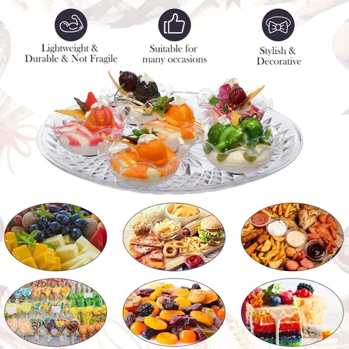 Miniatura 2 de Fumete 10 platos redondos de plástico transparente de 10 pulgadas, platos de flan de cristal acrílico para fiestas, alimentos, pasteles, galletas