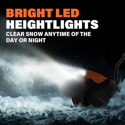 Miniatura 4 de MAXLANDER Pala de nieve eléctrica inalámbrica, soplador de nieve inalámbrico de 20 V y 12 pulgadas, pala de nieve con placa direccional y luces LED