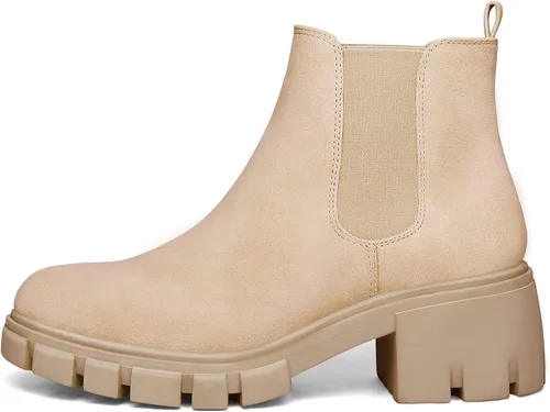 Miniatura 2 de mysoft Botas Chelsea de plataforma para mujer, con suela de lengüeta, botines de tacón grueso