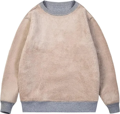 Miniatura 2 de MAGCOMSEN Sudaderas con forro de sherpa para hombre, sudadera básica de invierno con cuello redondo
