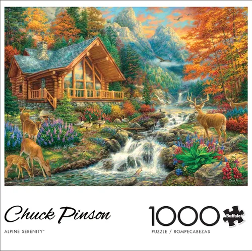 Buffalo Games Chuck Pinson Alpine Serenity - Rompecabezas de 1000 piezas, grande, 26.75 x 19.75 pulgadas, multicolor, rompecabezas de 1000 piezas