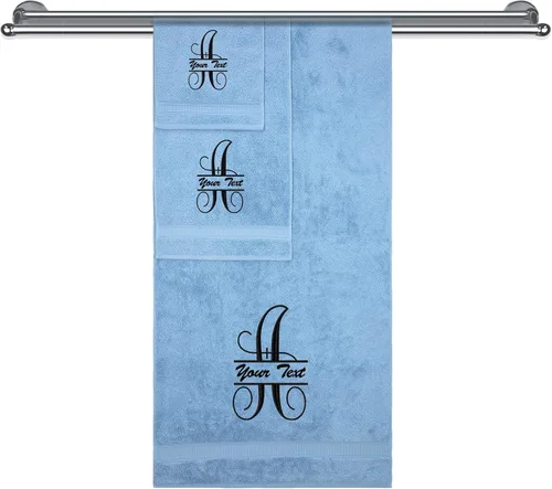 Miniatura 14 de Toallas con monograma, calidad de hotel y spa, supersuaves, altamente absorbentes, 100% algodón turco auténtico, juego de 2 toallas de baño