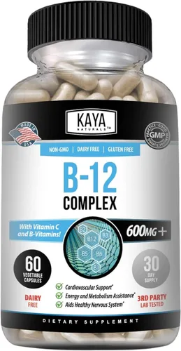 Miniatura 11 de Kaya Naturals Complejo B-12 Suplemento multivitamínico para mujeres y hombres potenciador de energía y metabolismo Vitamina del complejo B